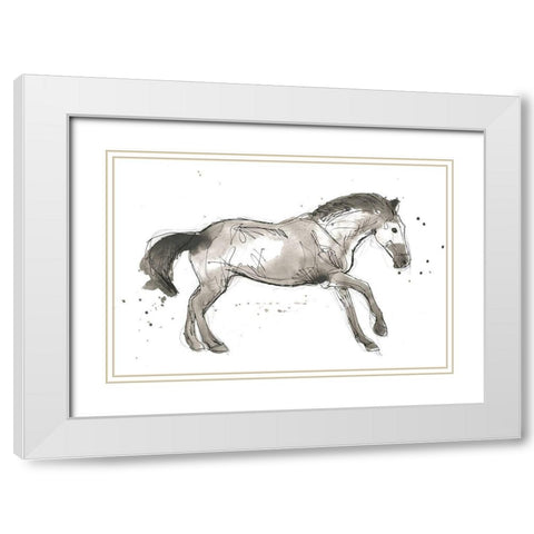 Equine Impressions I White Modern Wood Framed Art Print with Double Matting by Vess, June Erica