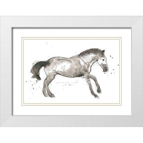 Equine Impressions I White Modern Wood Framed Art Print with Double Matting by Vess, June Erica