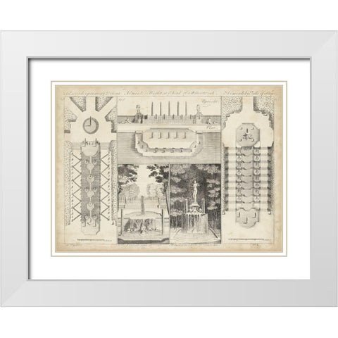 Antique Garden Design I White Modern Wood Framed Art Print with Double Matting by d Argenville, DeZallier