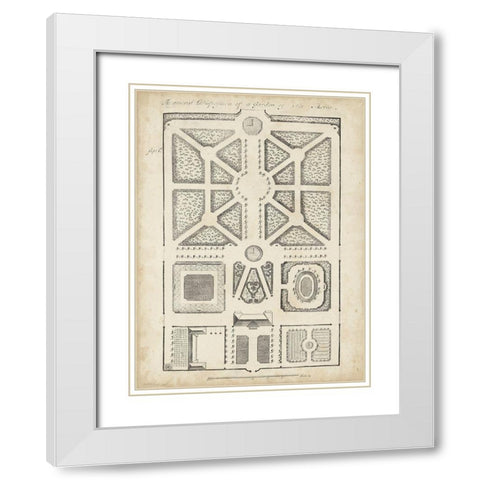 Antique Garden Design V White Modern Wood Framed Art Print with Double Matting by d Argenville, DeZallier