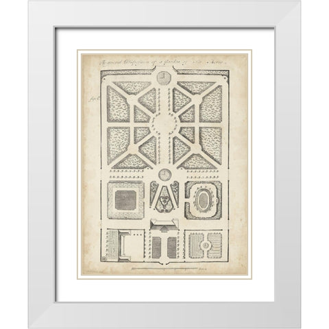 Antique Garden Design V White Modern Wood Framed Art Print with Double Matting by d Argenville, DeZallier
