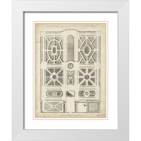 Antique Garden Design VI White Modern Wood Framed Art Print with Double Matting by d Argenville, DeZallier