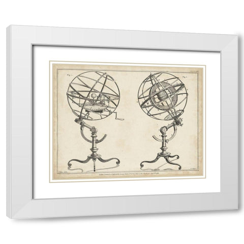 Antique Armillary Spheres White Modern Wood Framed Art Print with Double Matting by Adams, George