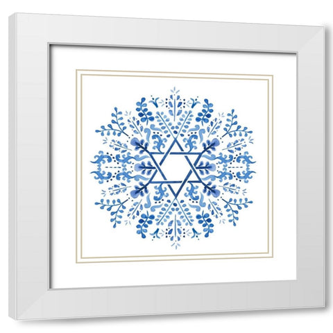 Indigo Hanukkah I White Modern Wood Framed Art Print with Double Matting by Borges, Victoria