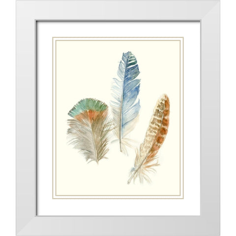 Watercolor Feathers III White Modern Wood Framed Art Print with Double Matting by Meagher, Megan