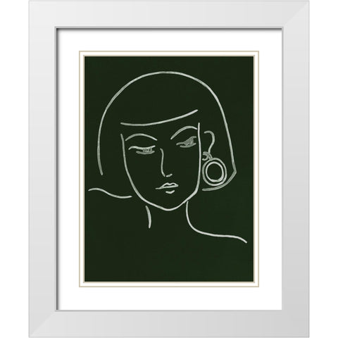 Malachite Portrait II White Modern Wood Framed Art Print with Double Matting by Wang, Melissa