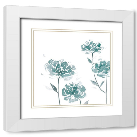 Traces of Flowers I White Modern Wood Framed Art Print with Double Matting by Wang, Melissa