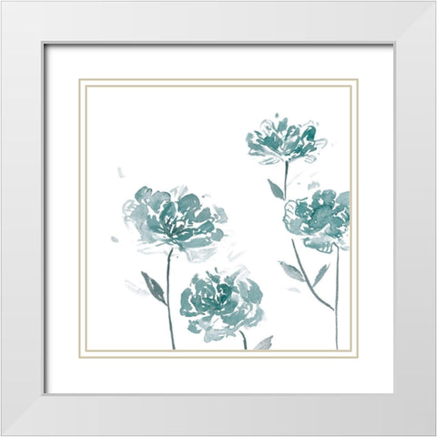 Traces of Flowers I White Modern Wood Framed Art Print with Double Matting by Wang, Melissa