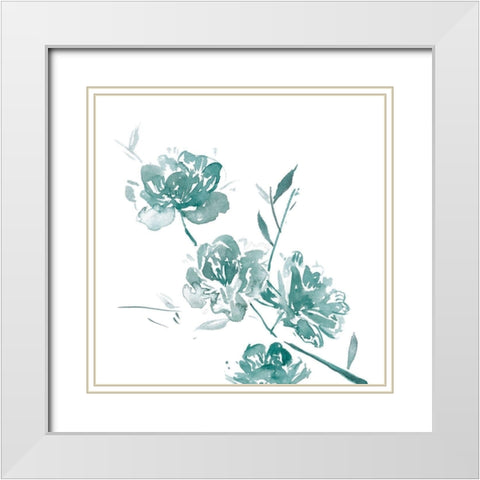 Traces of Flowers II White Modern Wood Framed Art Print with Double Matting by Wang, Melissa