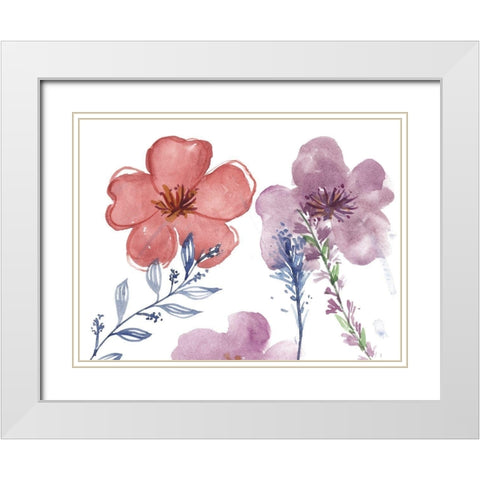 Spring Glory I White Modern Wood Framed Art Print with Double Matting by Wang, Melissa