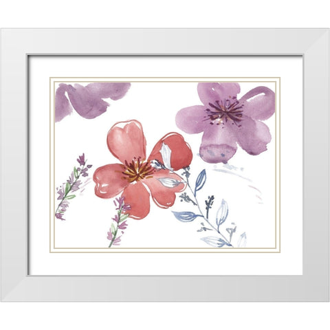 Spring Glory III White Modern Wood Framed Art Print with Double Matting by Wang, Melissa