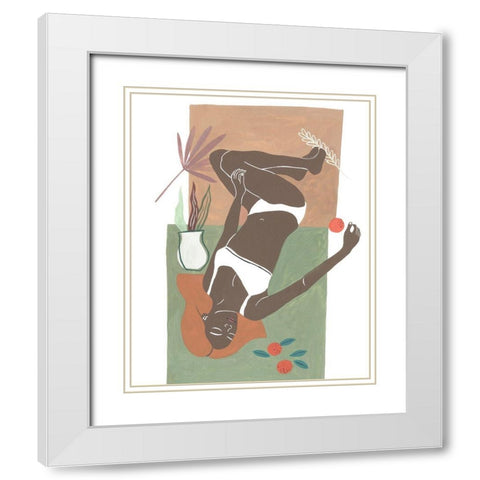 Lying Woman I White Modern Wood Framed Art Print with Double Matting by Wang, Melissa