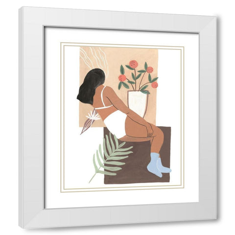 Lying Woman III White Modern Wood Framed Art Print with Double Matting by Wang, Melissa