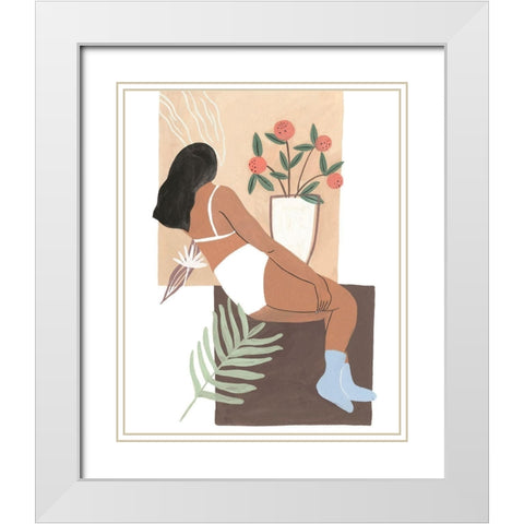 Lying Woman III White Modern Wood Framed Art Print with Double Matting by Wang, Melissa