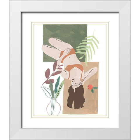 Lying Woman IV White Modern Wood Framed Art Print with Double Matting by Wang, Melissa