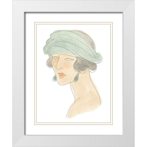 Flapper Fashion Sketches IV White Modern Wood Framed Art Print with Double Matting by Vess, June Erica