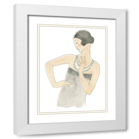 Flapper Fashion Sketches V White Modern Wood Framed Art Print with Double Matting by Vess, June Erica