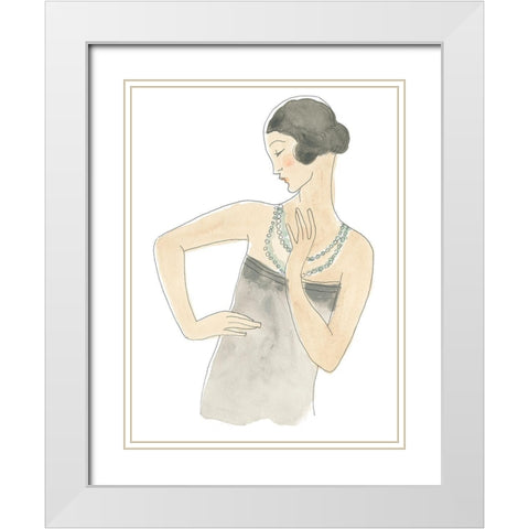 Flapper Fashion Sketches V White Modern Wood Framed Art Print with Double Matting by Vess, June Erica