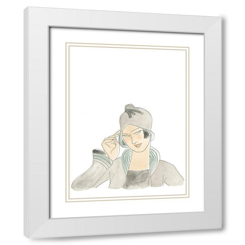 Flapper Fashion Sketches VI White Modern Wood Framed Art Print with Double Matting by Vess, June Erica