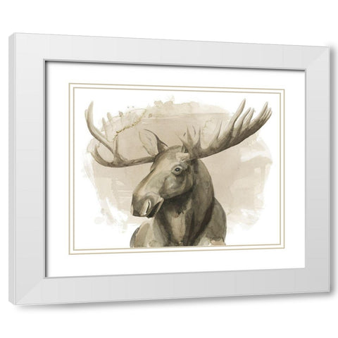 Bull Moose II White Modern Wood Framed Art Print with Double Matting by Popp, Grace