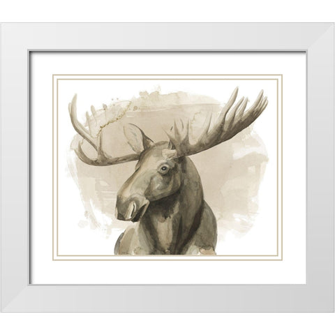 Bull Moose II White Modern Wood Framed Art Print with Double Matting by Popp, Grace