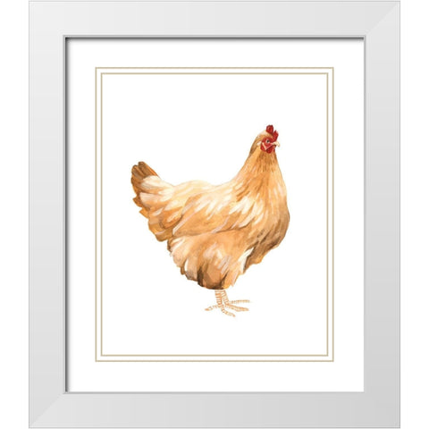 Autumn Chicken I White Modern Wood Framed Art Print with Double Matting by Scarvey, Emma