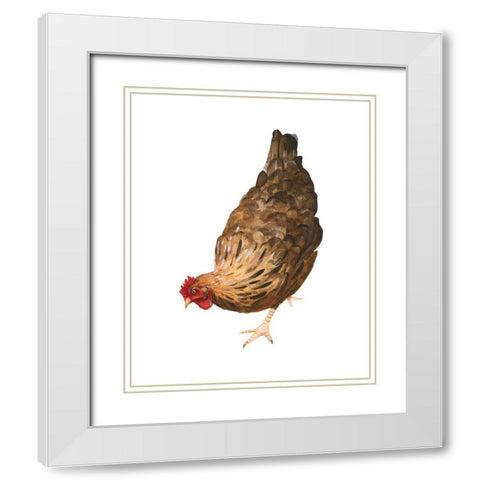 Autumn Chicken II White Modern Wood Framed Art Print with Double Matting by Scarvey, Emma