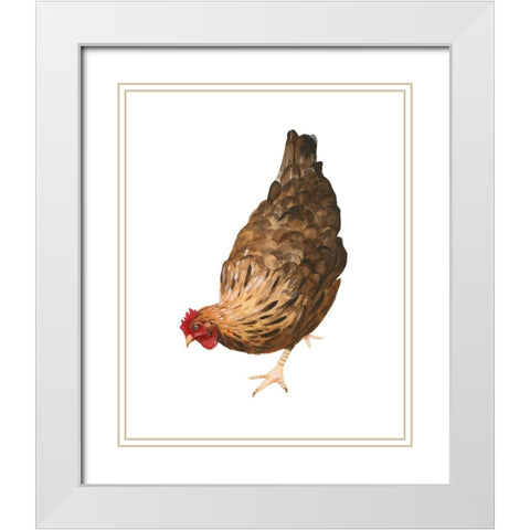 Autumn Chicken II White Modern Wood Framed Art Print with Double Matting by Scarvey, Emma