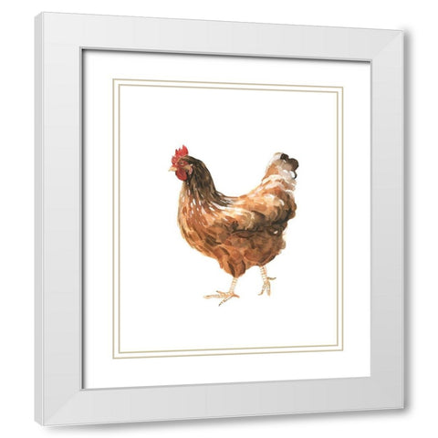 Autumn Chicken IV White Modern Wood Framed Art Print with Double Matting by Scarvey, Emma