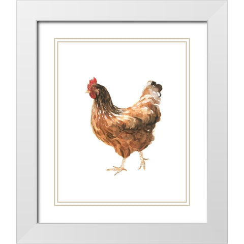 Autumn Chicken IV White Modern Wood Framed Art Print with Double Matting by Scarvey, Emma