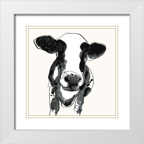 Cow Contour II White Modern Wood Framed Art Print with Double Matting by Borges, Victoria