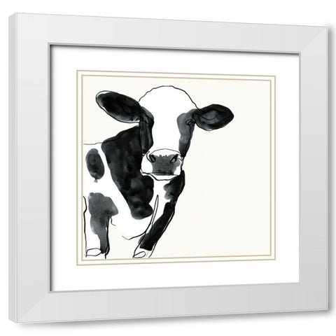 Cow Contour IV White Modern Wood Framed Art Print with Double Matting by Borges, Victoria
