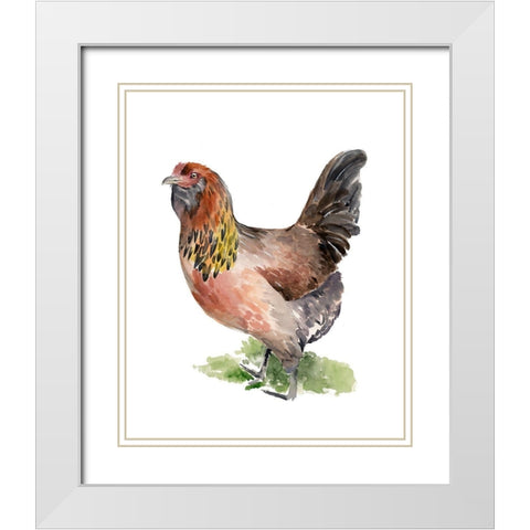 Chicken Dance II White Modern Wood Framed Art Print with Double Matting by Parker, Jennifer Paxton