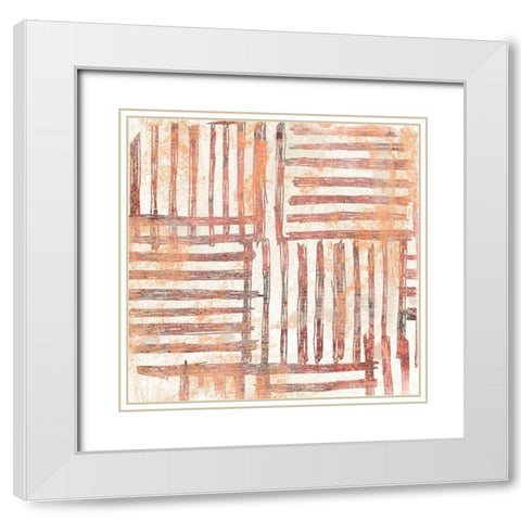 Red Earth Textile I White Modern Wood Framed Art Print with Double Matting by Vess, June Erica