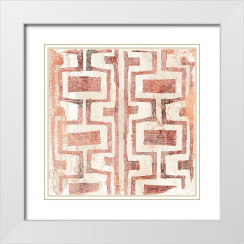 Red Earth Textile V White Modern Wood Framed Art Print with Double Matting by Vess, June Erica