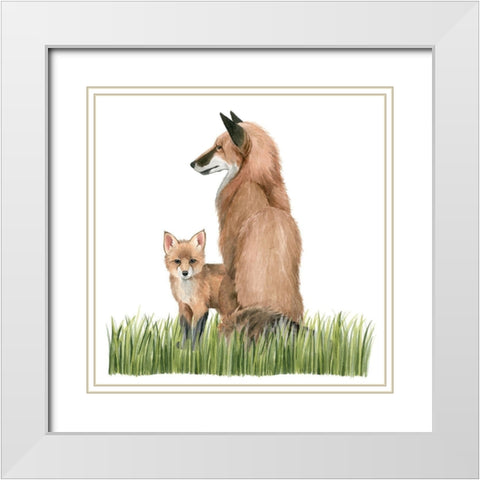 Woodland Babes I White Modern Wood Framed Art Print with Double Matting by Popp, Grace