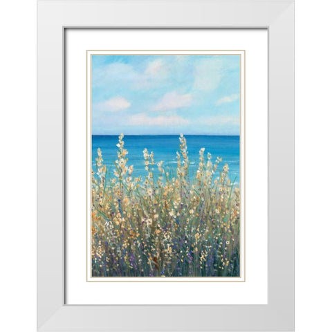 Flowers at the Coast I White Modern Wood Framed Art Print with Double Matting by OToole, Tim