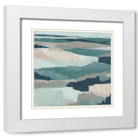 Blue Vista I White Modern Wood Framed Art Print with Double Matting by Vess, June Erica