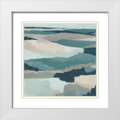 Blue Vista I White Modern Wood Framed Art Print with Double Matting by Vess, June Erica