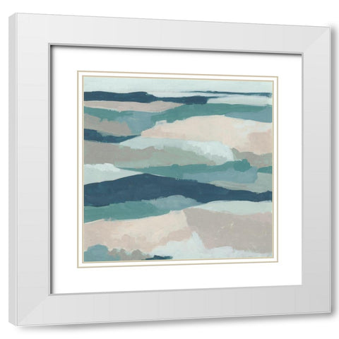 Blue Vista II White Modern Wood Framed Art Print with Double Matting by Vess, June Erica