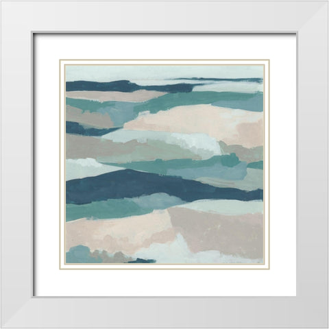 Blue Vista II White Modern Wood Framed Art Print with Double Matting by Vess, June Erica