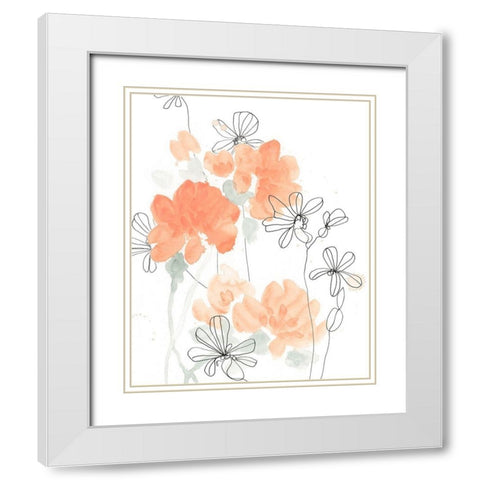 Blush Peonies I White Modern Wood Framed Art Print with Double Matting by Vess, June Erica