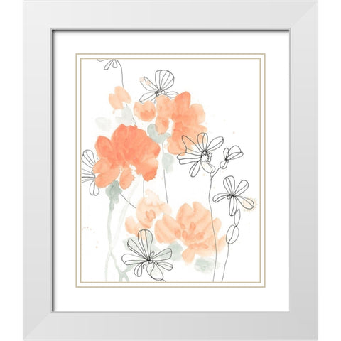 Blush Peonies I White Modern Wood Framed Art Print with Double Matting by Vess, June Erica