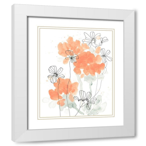 Blush Peonies II White Modern Wood Framed Art Print with Double Matting by Vess, June Erica