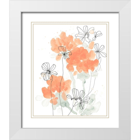 Blush Peonies II White Modern Wood Framed Art Print with Double Matting by Vess, June Erica
