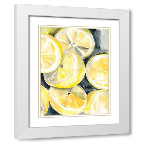 Lemon Slices II White Modern Wood Framed Art Print with Double Matting by Parker, Jennifer Paxton