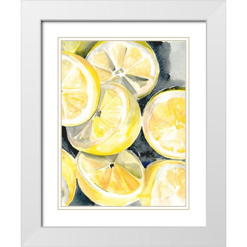 Lemon Slices II White Modern Wood Framed Art Print with Double Matting by Parker, Jennifer Paxton