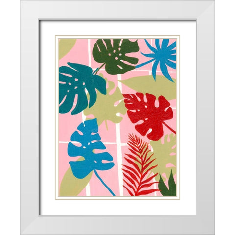 Colorful Tropics I White Modern Wood Framed Art Print with Double Matting by Moore, Regina