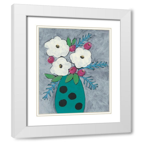 Floral Frolic II White Modern Wood Framed Art Print with Double Matting by Moore, Regina