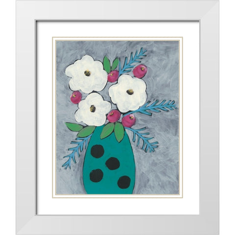 Floral Frolic II White Modern Wood Framed Art Print with Double Matting by Moore, Regina